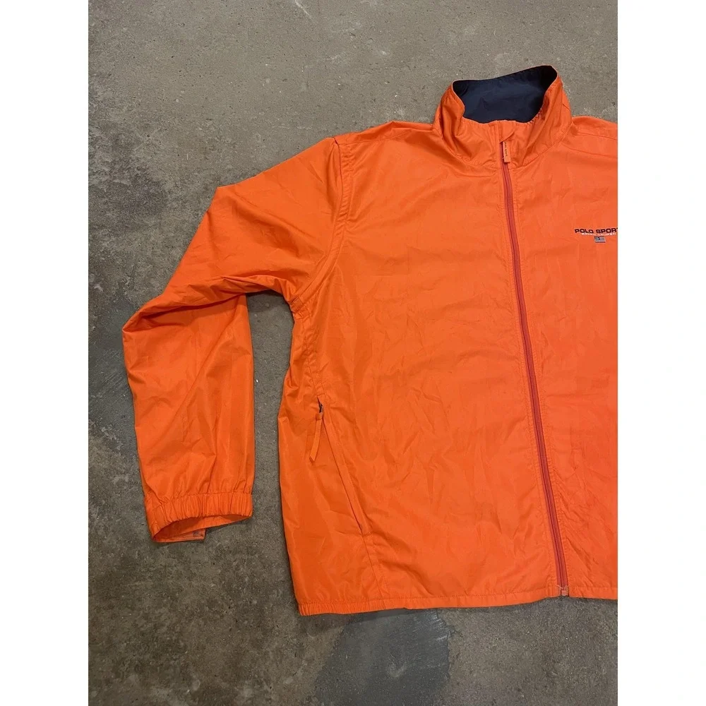 Polo Sport Ralph Lauren Jacket Mens XL‎ Orange Windbreaker Full Zip Lightweight